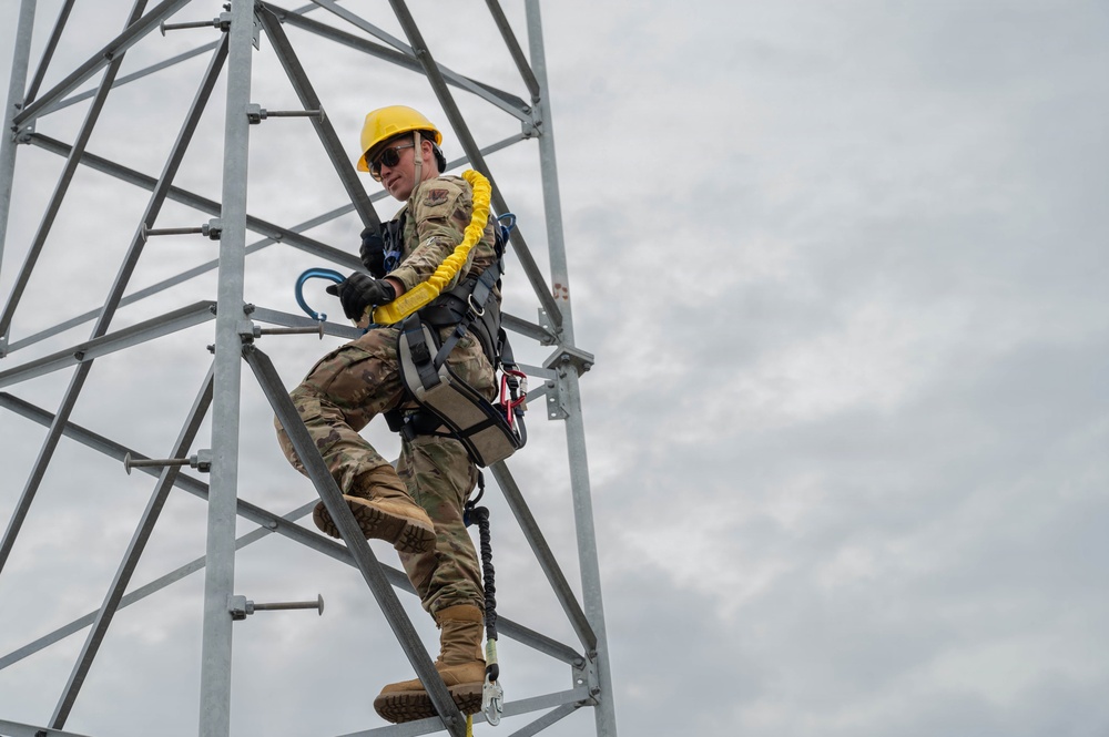 Engineering Installation Airmen sharpen skills with tower-climbing training