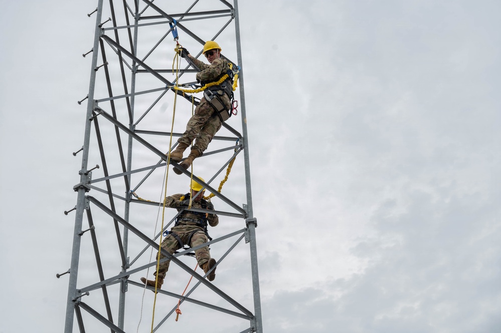Engineering Installation Airmen sharpen skills with tower-climbing training