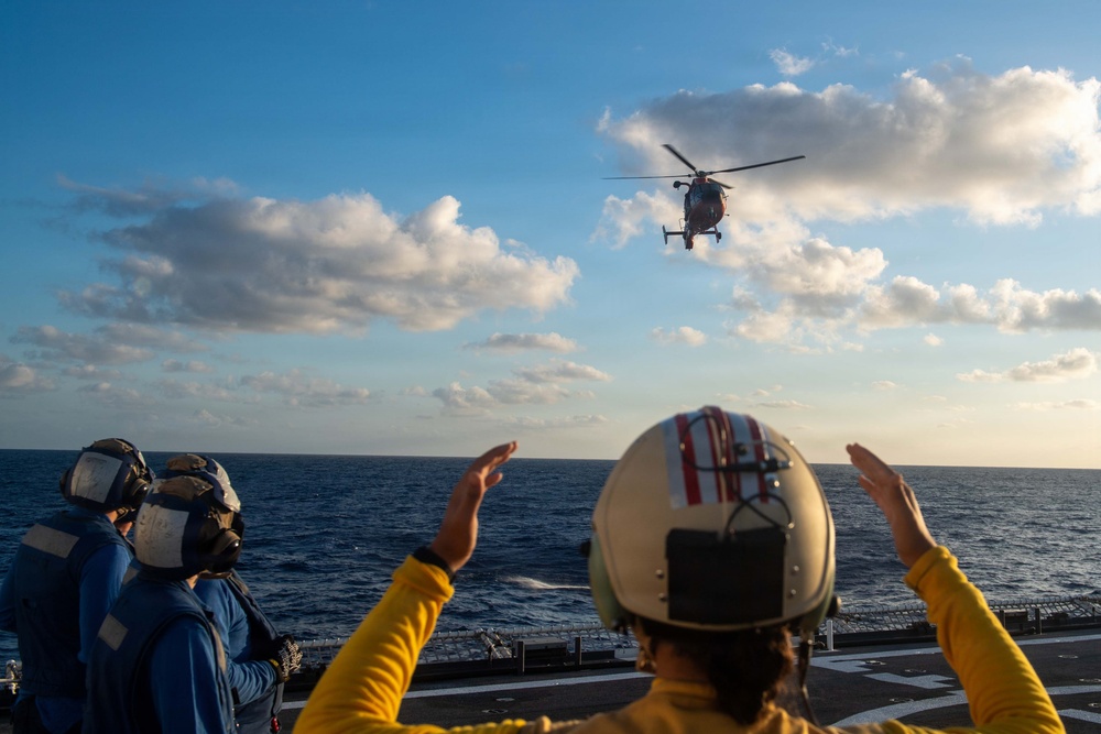USCGC Midgett (WMSL 757) conducts vertical replenishment training