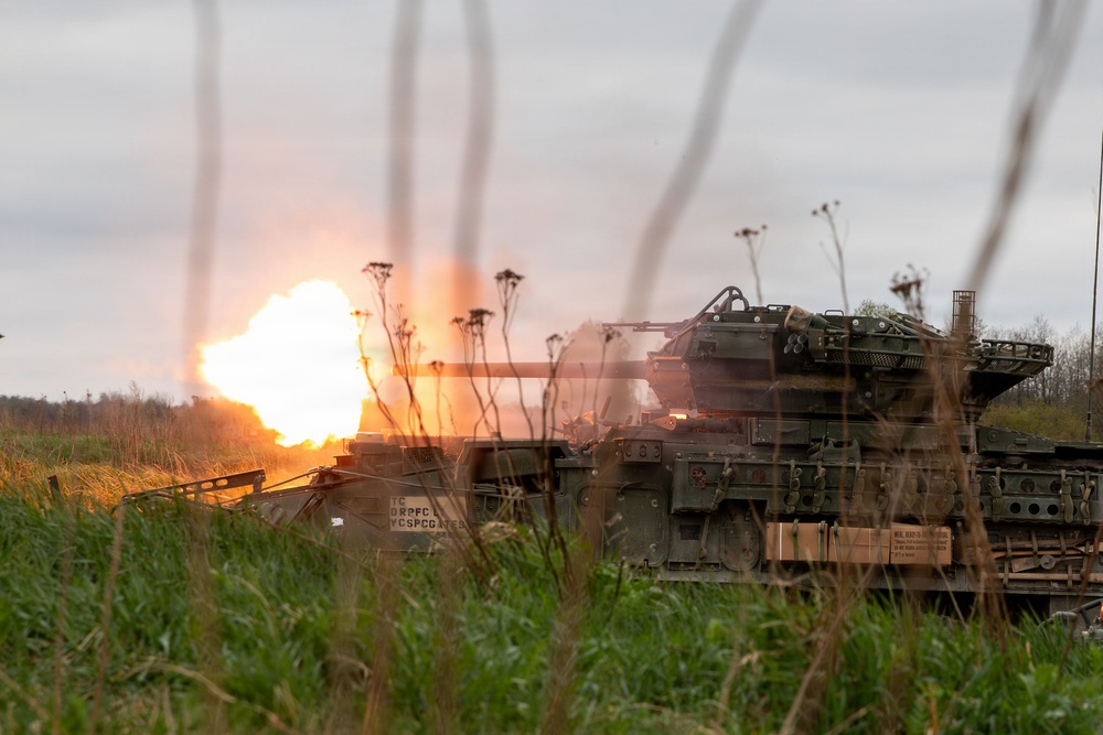 U.S. Soldiers in 2d Cavalry Regiment participate in a live fire exercise for Saber Strike 2026