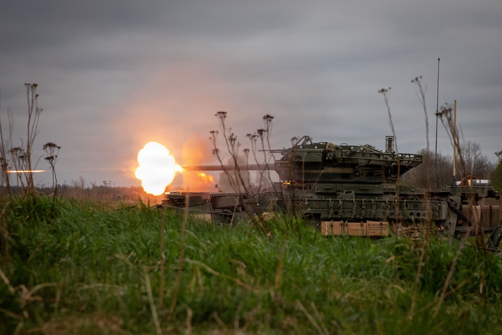 U.S. Soldiers in 2d Cavalry Regiment participate in a live fire exercise for Saber Strike 2026