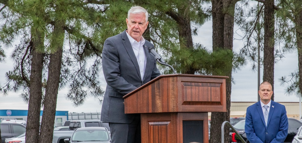 U.S. Rep. Steve Womack addresses groundbreaking attendees