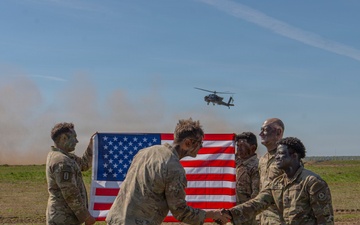 Bull Troop, 2d Cavalry Regiment, holds reenlistment ceremony during Saber Strike 26