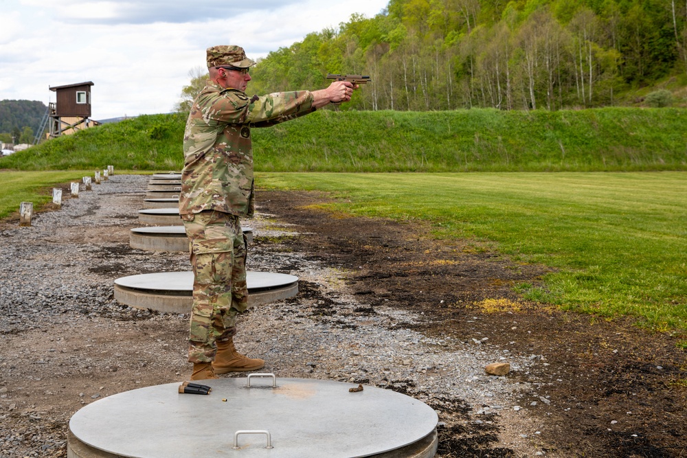 Soldier Fires Pistol