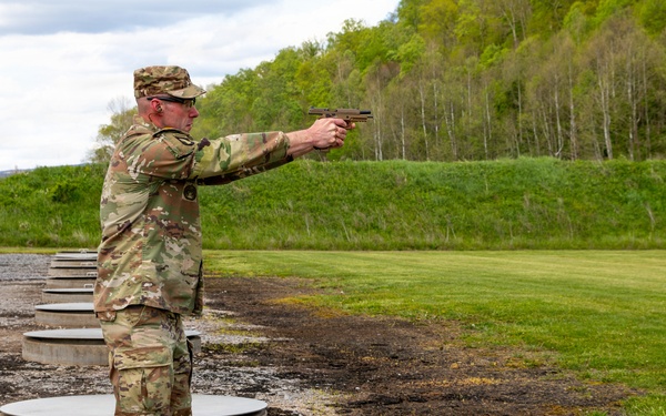 Soldier Fires Pistol