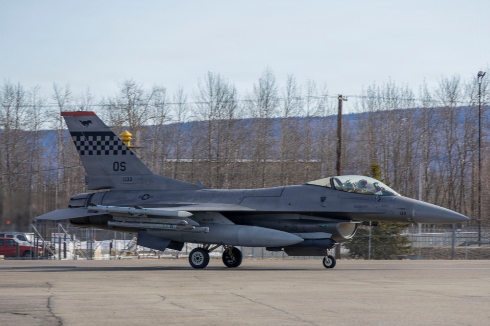 U.S. service members participate in flight operations during exercise Red Flag-Alaska