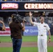Commanding Officer of Naval Base Coronado throws first pitch during NASCAR day at Petco Park
