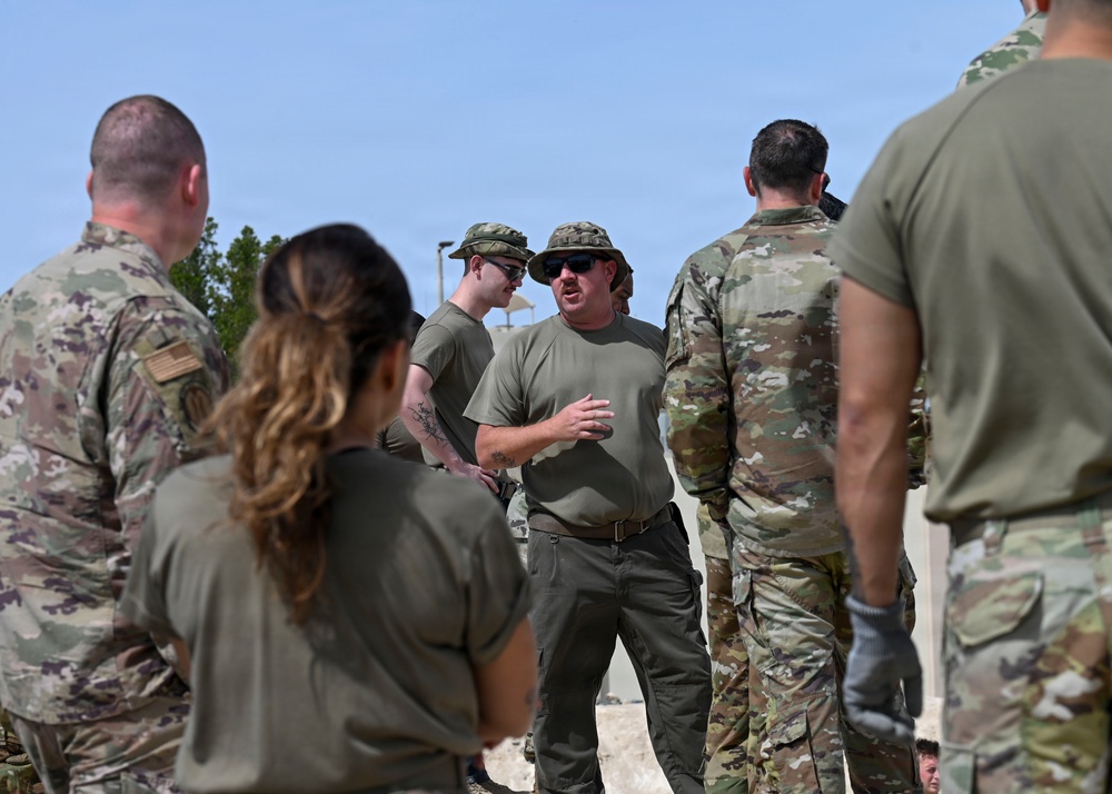 USAFCENT Airmen install POL liner
