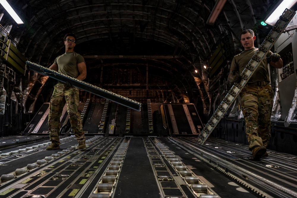C-17 Globemaster III performs cargo operations in the U.S. Central Command area of responsibility