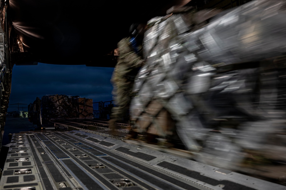 C-17 Globemaster III performs cargo operations in the U.S. Central Command area of responsibility