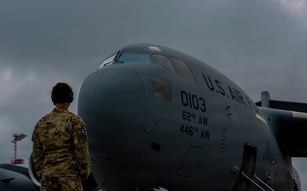 C-17 Globemaster III performs cargo operations in the U.S. Central Command area of responsibility