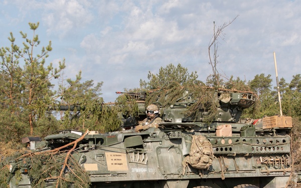 U.S. Soldiers from 1st Squadron, 2d Cavalry Regiment, conduct blank fire training in Poland