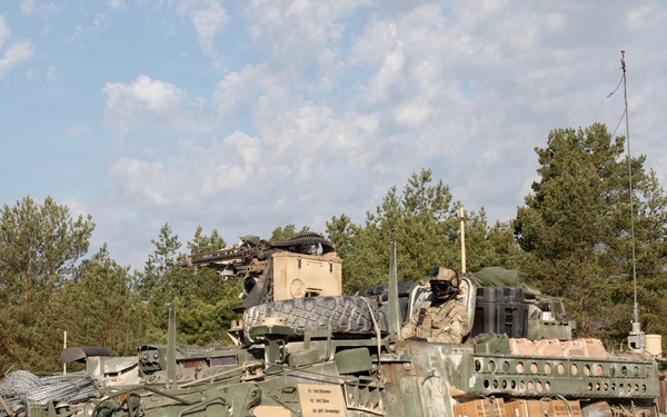 U.S. Soldiers from 1st Squadron, 2d Cavalry Regiment, conduct blank fire training in Poland