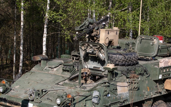 U.S. Soldiers from 1st Squadron, 2d Cavalry Regiment, conduct blank fire training in Poland