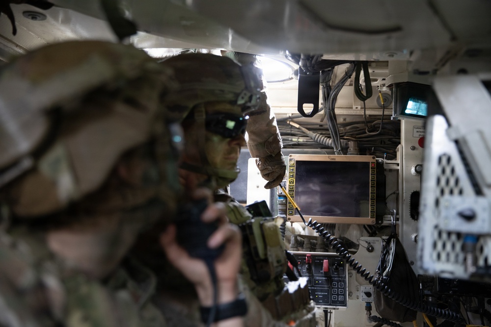 U.S. Soldiers from 1st Squadron, 2d Cavalry Regiment, conduct blank fire training in Poland