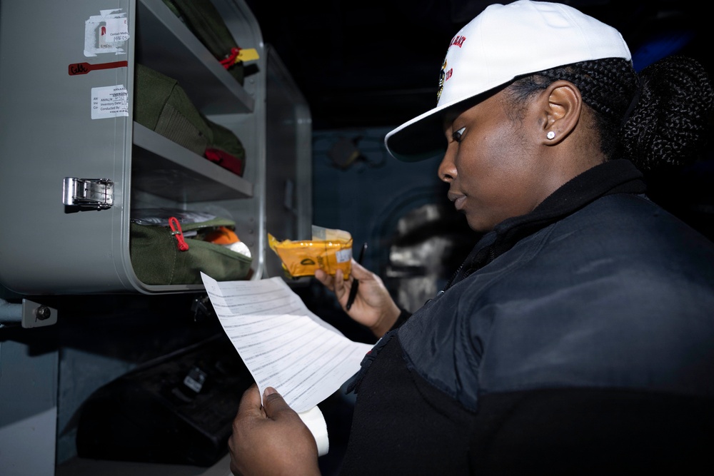 Delbert D. Black Sailors Conduct a Medical Inventory