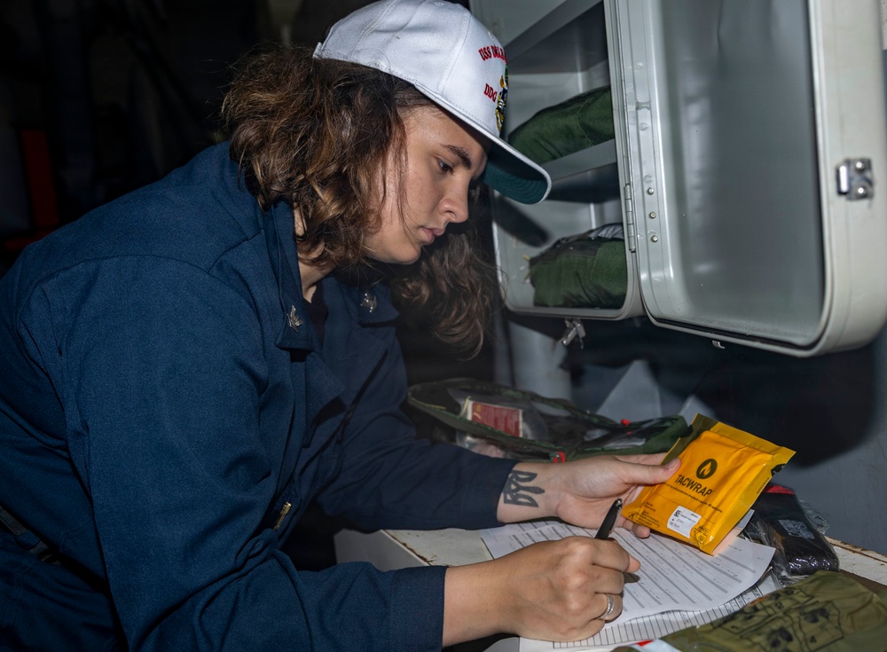 Delbert D. Black Sailors Conduct a Medical Inventory