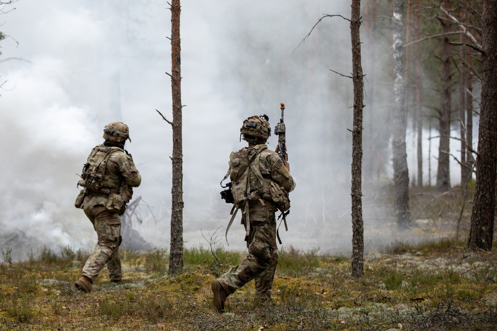 Force-on-Force training at Project Flytrap: U.S. Army 2d Cavalry Regiment integrates new technology and equipment with Allied forces