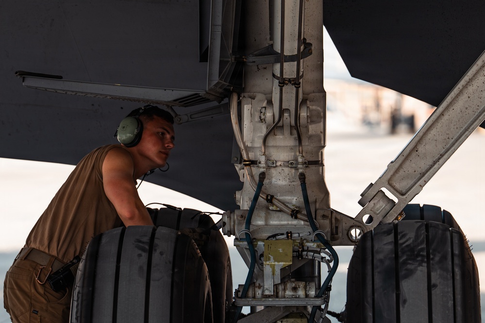 Air Force Maintainers conduct KC-135 post-flight inspection
