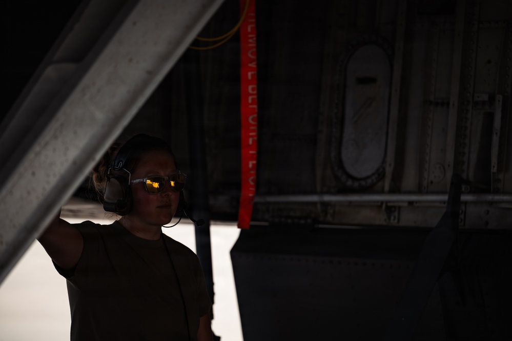 Air Force Maintainers conduct KC-135 post-flight inspection