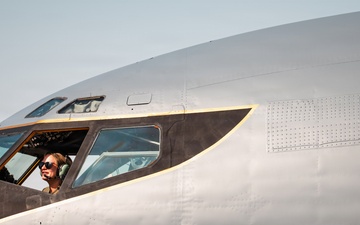 Air Force Maintainers conduct KC-135 post-flight inspection