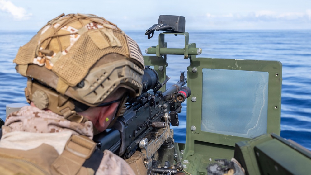 11th MEU Marines, Sailors Conduct M240B Machine Gun Live Fire Aboard USS Comstock