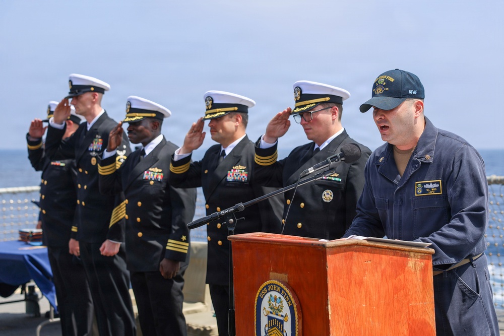 John Finn Conducts a Change of Command Ceremony