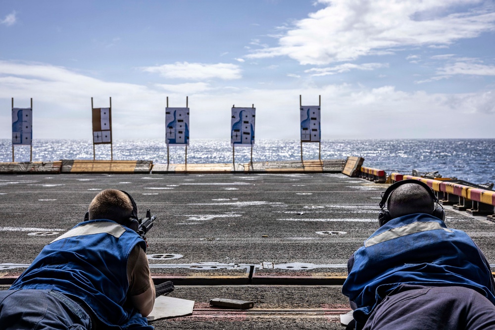 USS Iwo Jima Conducts a Live Fire Exercise