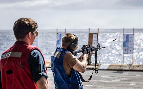 USS Iwo Jima Conducts a Live Fire Exercise