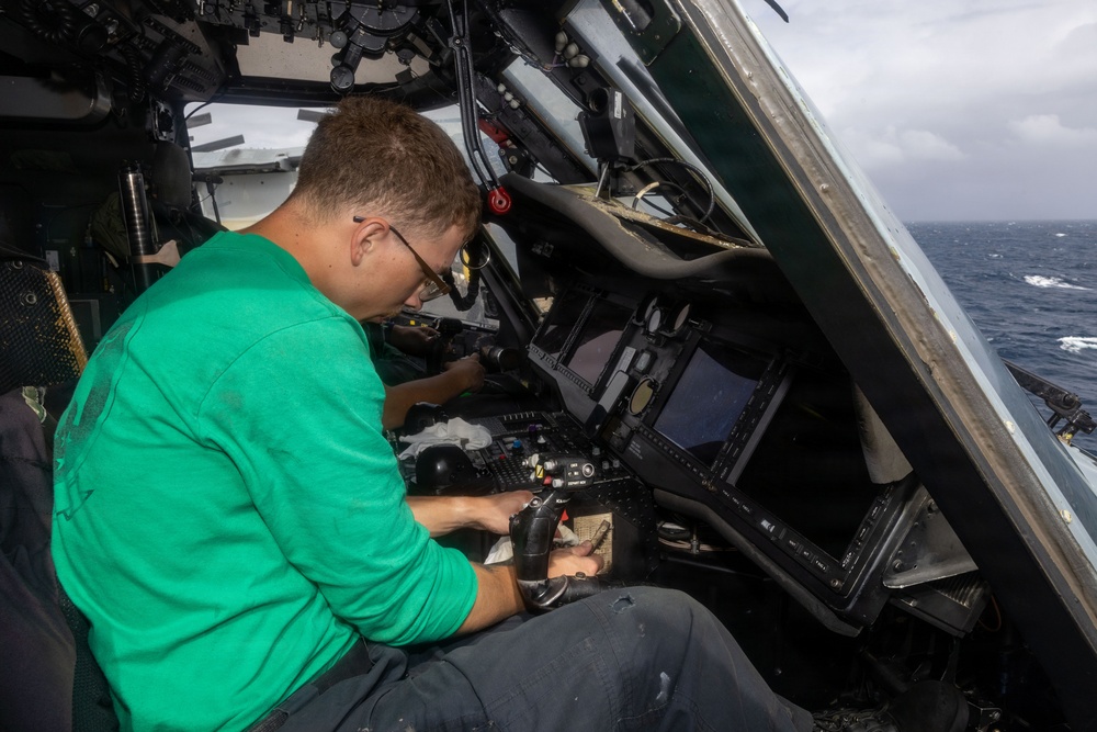 USS Iwo Jima Sailors Conduct Aircraft Maintenance