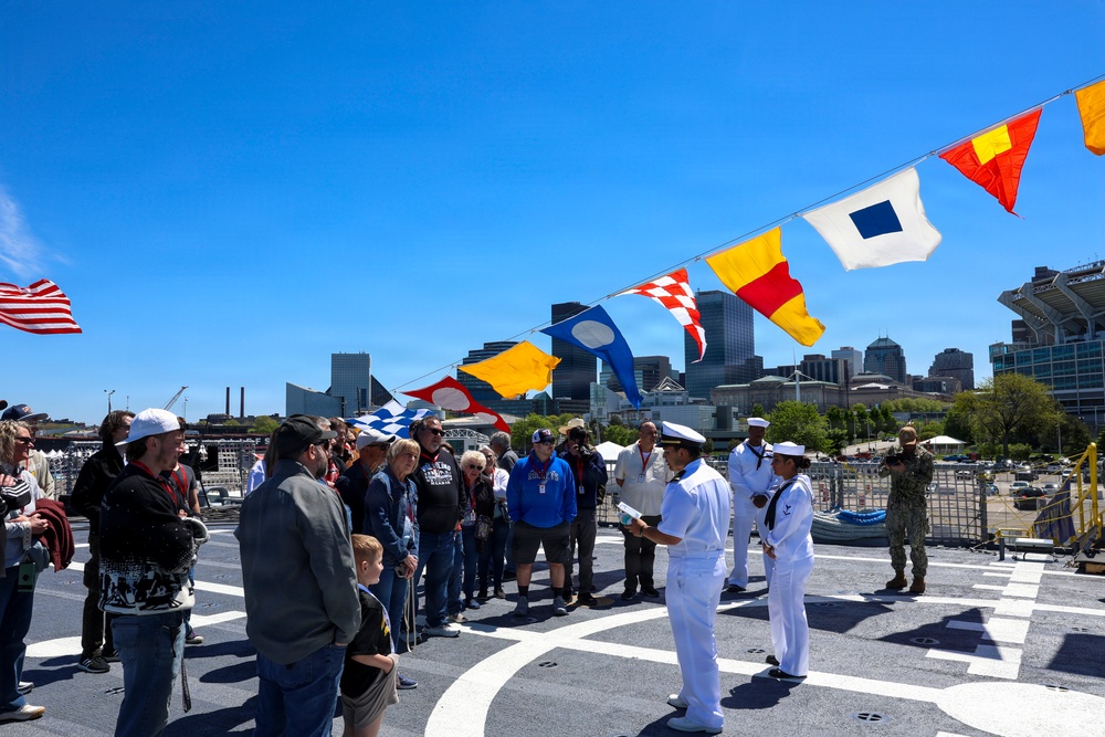 Sailors aboard future LCS 31 participate in a community day ahead of the upcoming commissioning ceremony