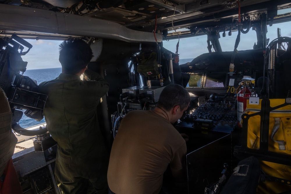 USS Iwo Jima Sailors Conduct Aircraft Maintenance
