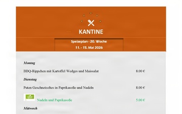 Kantine menu - May 11-15, 2026