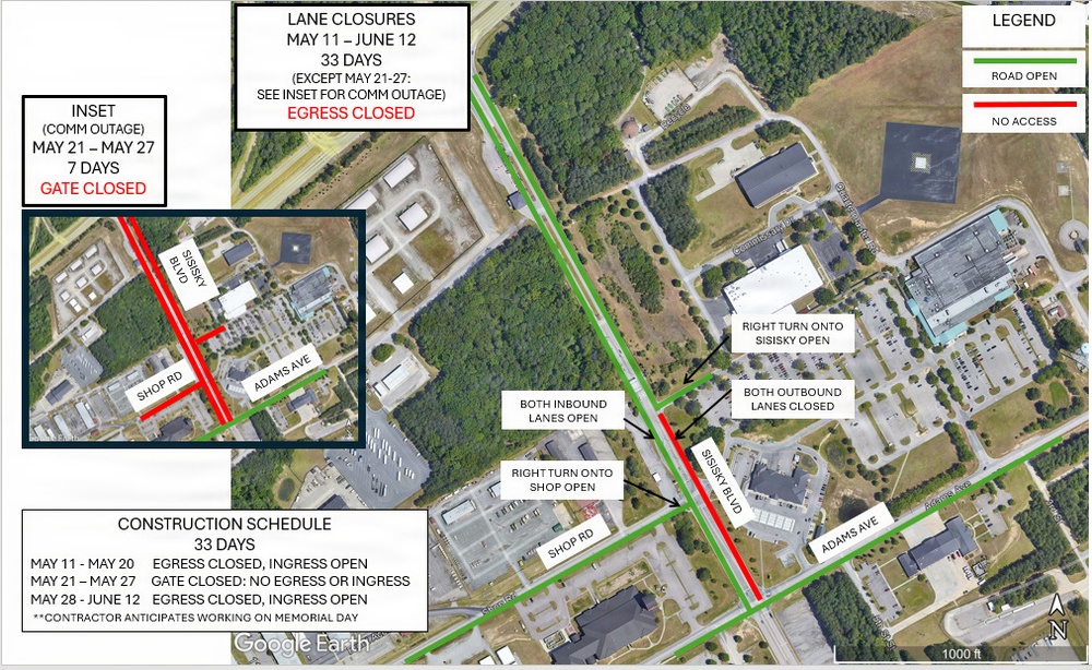 Fort Lee Sisisky Gate Closure