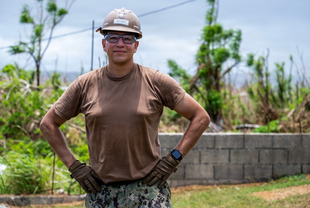 NMCB 1 Sailors conduct roof restoration operations in Saipan following Super Typhoon Sinlaku