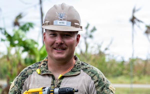 NMCB 1 Sailors conduct roof restoration operations in Saipan following Super Typhoon Sinlaku