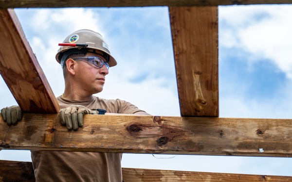 NMCB 1 Sailors conduct roof restoration operations in Saipan following Super Typhoon Sinlaku
