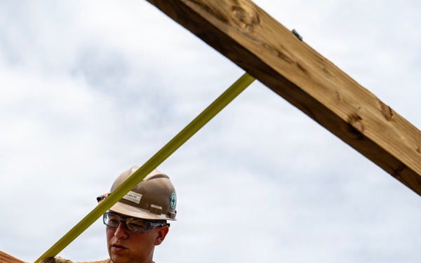 NMCB 1 Sailors conduct roof restoration operations in Saipan following Super Typhoon Sinlaku