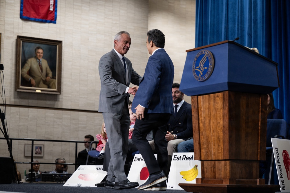 The U.S. Department of Health and Human Services Secretary Robert F. Kennedy, Jr. and U.S. Department of Agriculture Secretary Brooke Rollins announced the new food pyramid
