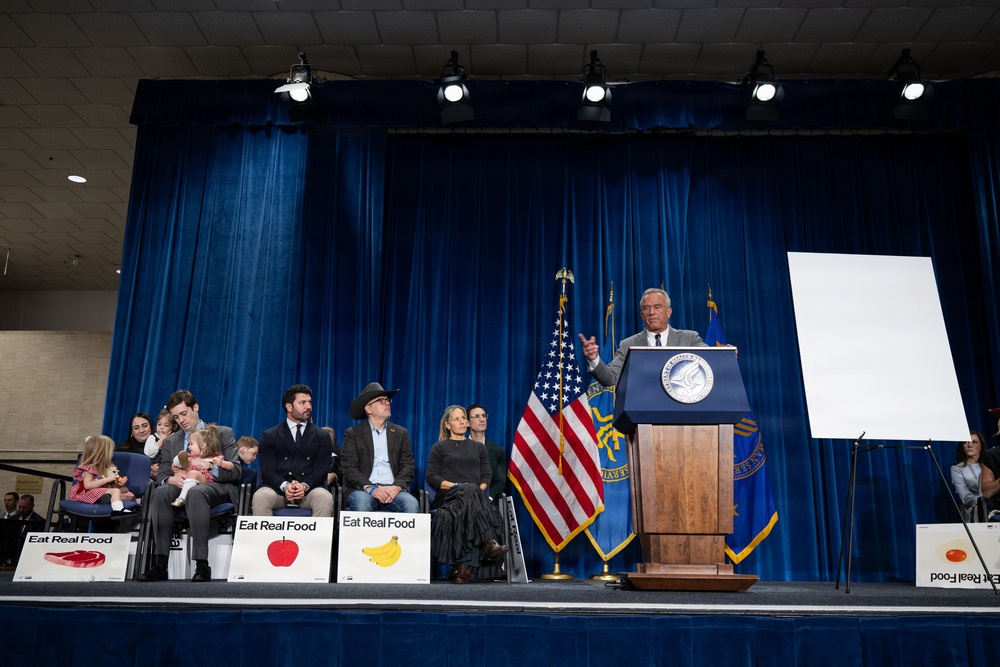 The U.S. Department of Health and Human Services Secretary Robert F. Kennedy, Jr. and U.S. Department of Agriculture Secretary Brooke Rollins announced the new food pyramid