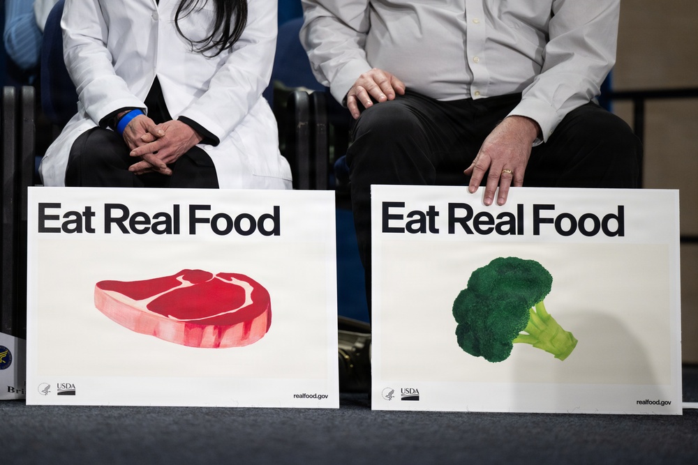 The U.S. Department of Health and Human Services Secretary Robert F. Kennedy, Jr. and U.S. Department of Agriculture Secretary Brooke Rollins announced the new food pyramid