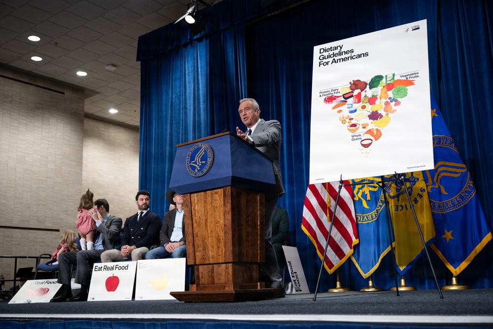 The U.S. Department of Health and Human Services Secretary Robert F. Kennedy, Jr. and U.S. Department of Agriculture Secretary Brooke Rollins announced the new food pyramid