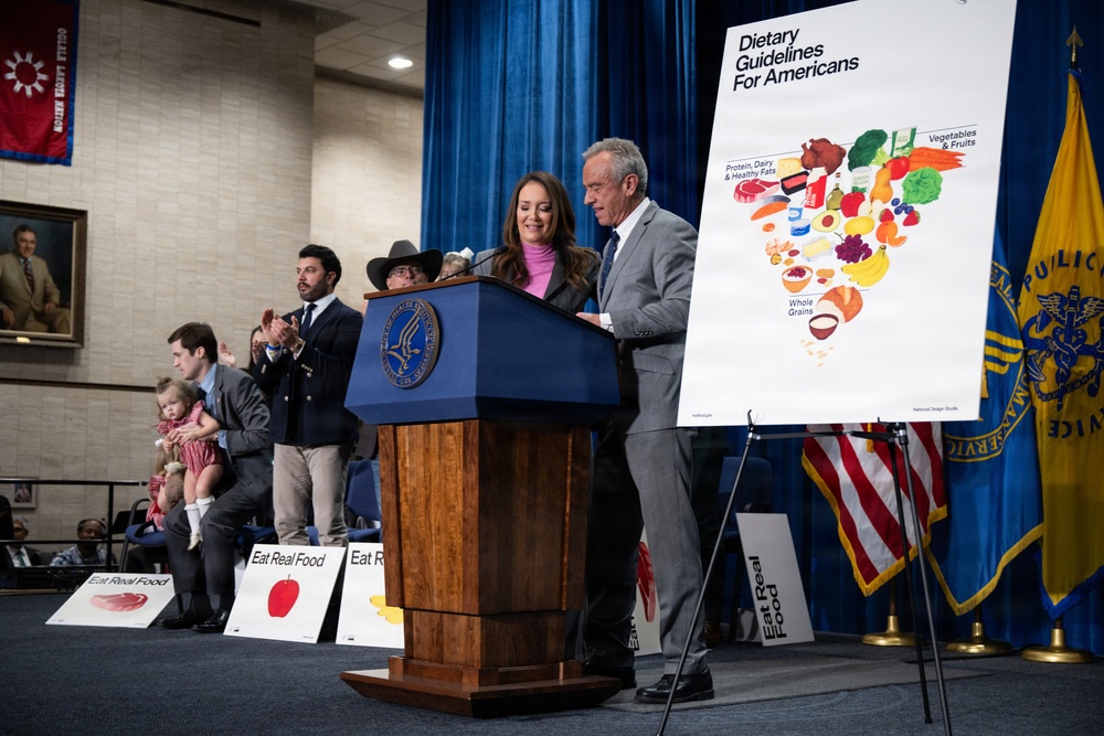 The U.S. Department of Health and Human Services Secretary Robert F. Kennedy, Jr. and U.S. Department of Agriculture Secretary Brooke Rollins announced the new food pyramid