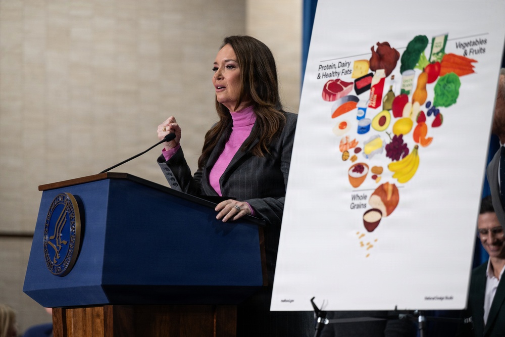 The U.S. Department of Health and Human Services Secretary Robert F. Kennedy, Jr. and U.S. Department of Agriculture Secretary Brooke Rollins announced the new food pyramid