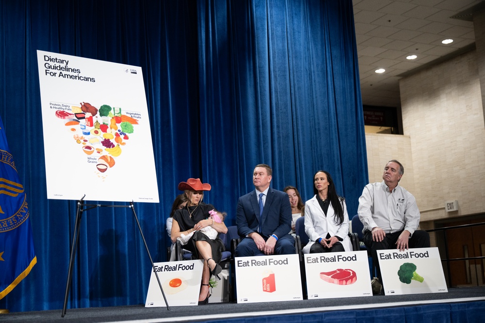 The U.S. Department of Health and Human Services Secretary Robert F. Kennedy, Jr. and U.S. Department of Agriculture Secretary Brooke Rollins announced the new food pyramid