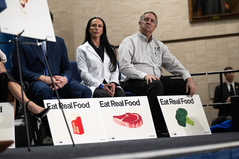 The U.S. Department of Health and Human Services Secretary Robert F. Kennedy, Jr. and U.S. Department of Agriculture Secretary Brooke Rollins announced the new food pyramid