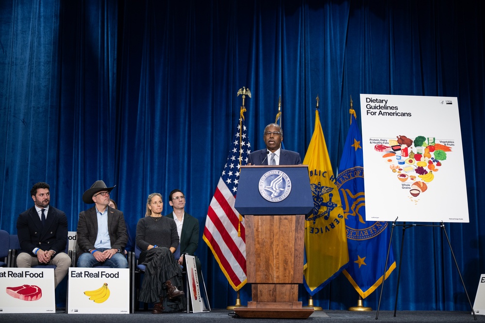 The U.S. Department of Health and Human Services Secretary Robert F. Kennedy, Jr. and U.S. Department of Agriculture Secretary Brooke Rollins announced the new food pyramid