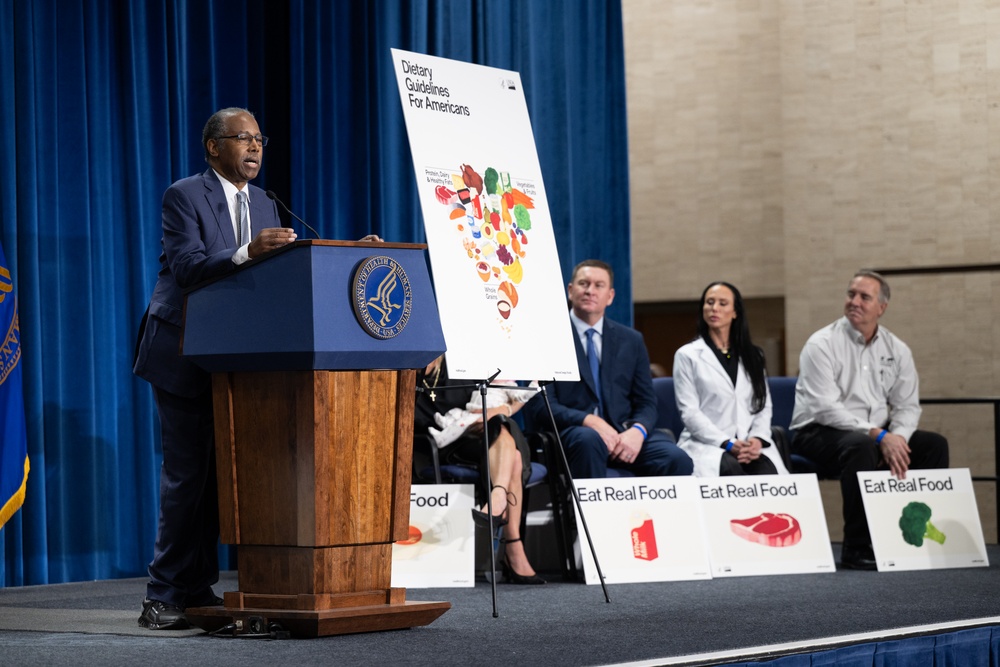 The U.S. Department of Health and Human Services Secretary Robert F. Kennedy, Jr. and U.S. Department of Agriculture Secretary Brooke Rollins announced the new food pyramid
