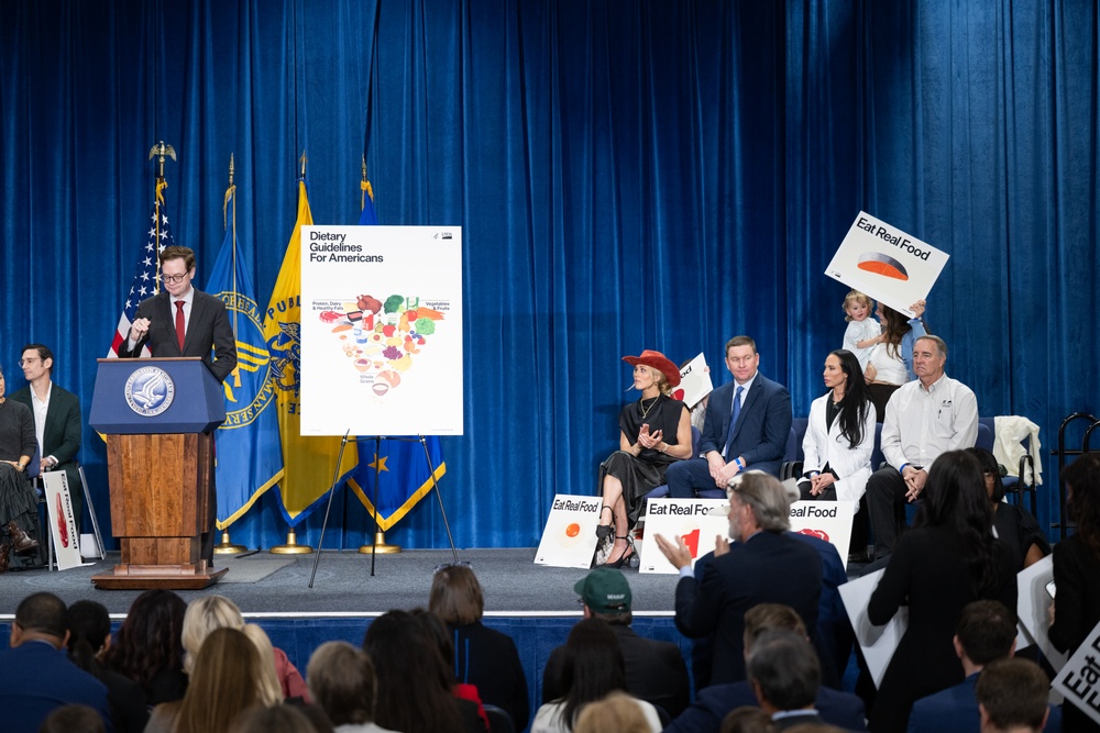 The U.S. Department of Health and Human Services Secretary Robert F. Kennedy, Jr. and U.S. Department of Agriculture Secretary Brooke Rollins announced the new food pyramid