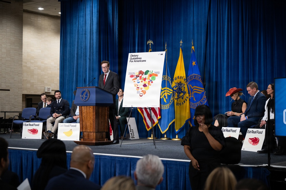 The U.S. Department of Health and Human Services Secretary Robert F. Kennedy, Jr. and U.S. Department of Agriculture Secretary Brooke Rollins announced the new food pyramid